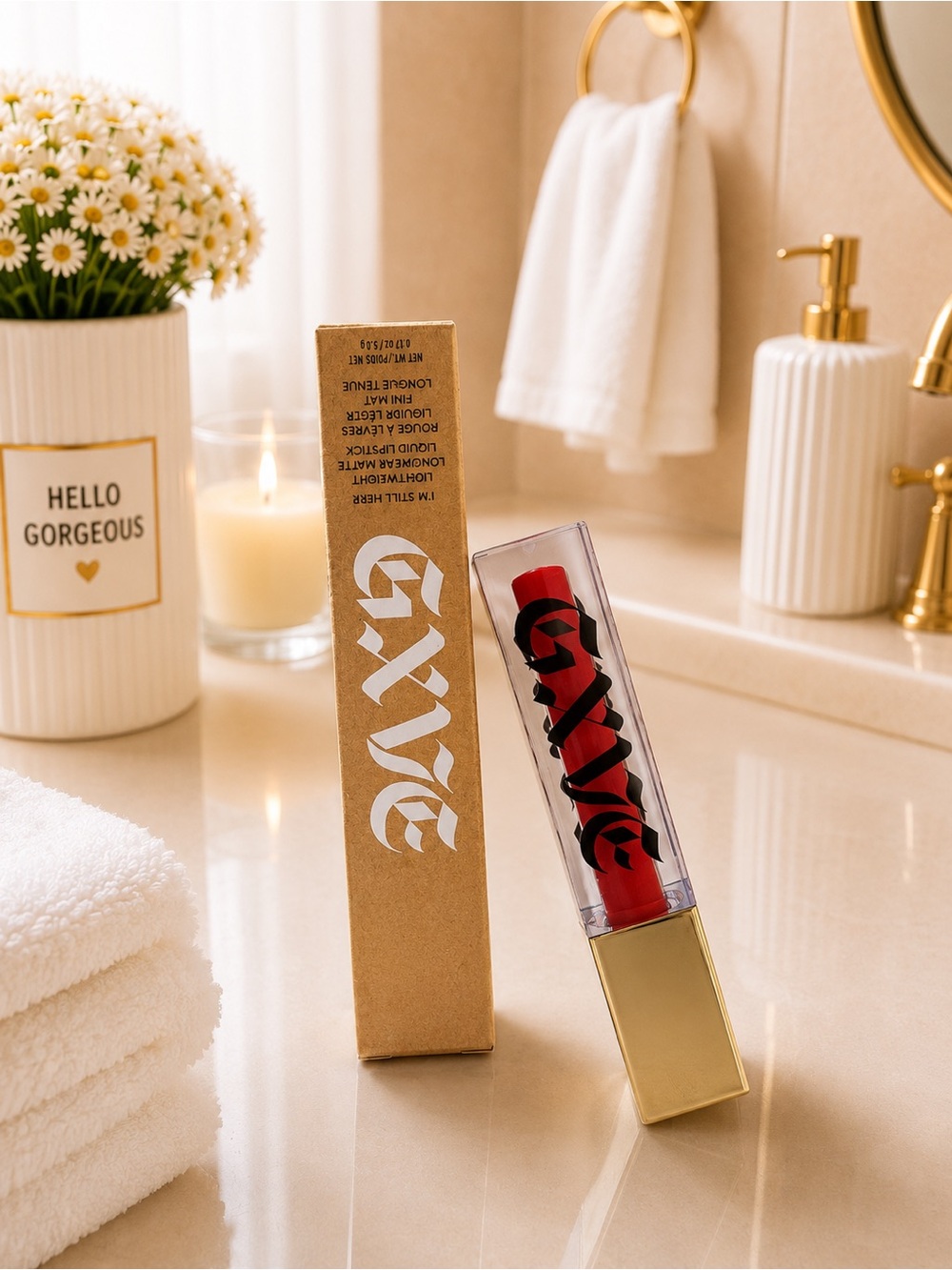 GX by Gwen Stefani Red Lipstick in Clear Tube with Gold Cap